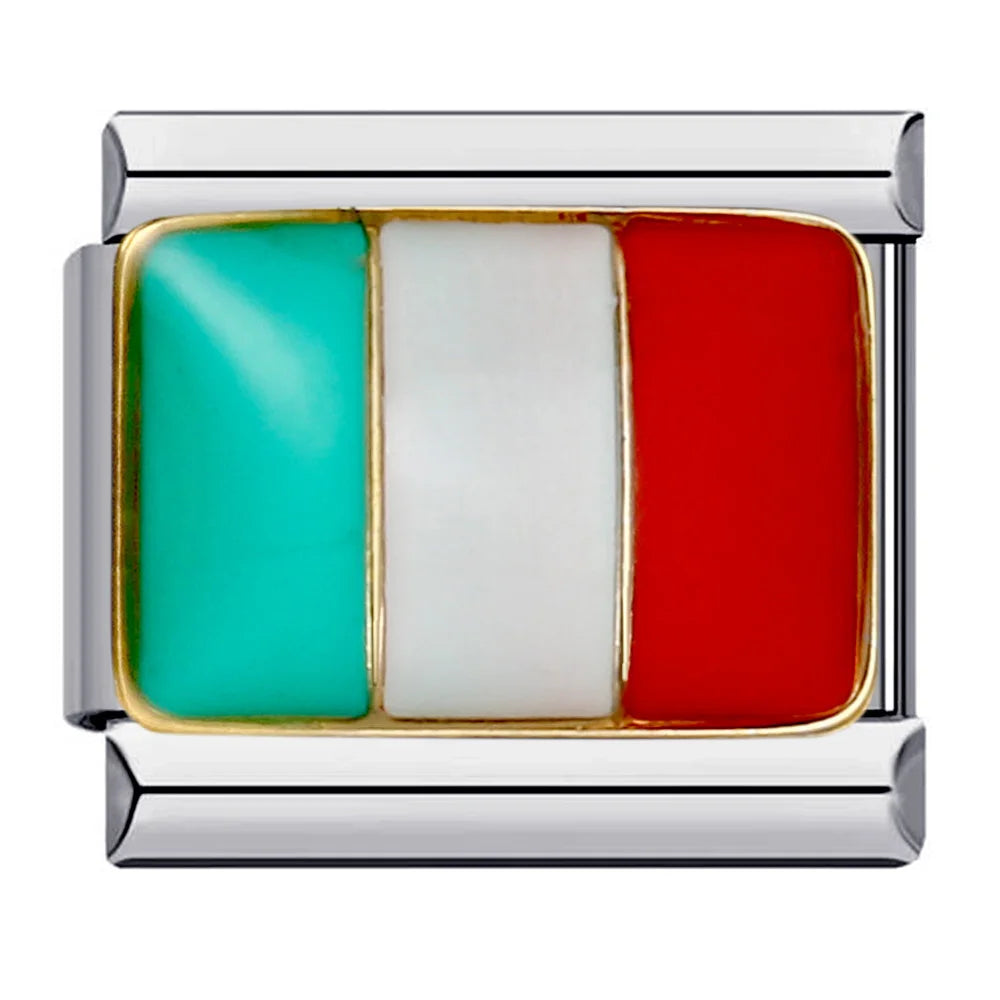 2025 New World National Flag Enamel Italian Charm Bead Fit 9mm Stianless Steel Italian Bracelet Link Hand Chain DIY Jewelry Gift