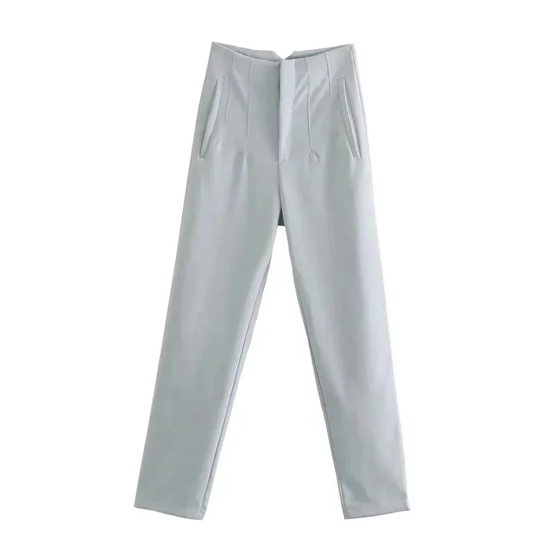 HXAO Fashion Office Wear High waist Pants for Women Formal Pants Office outfits Pencil Trousers Black Pink White Ladies Pants