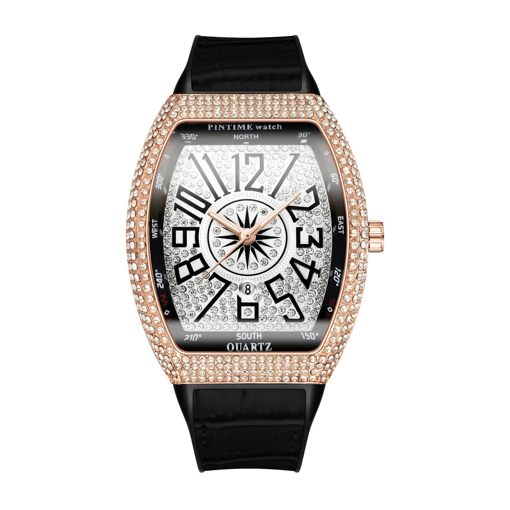 Fashion Mens Watches Men Wristwatches Automatic Quartz Man Clock Male Luxury Reloj Diamond Big Large Arabic Numeral Dial Watch