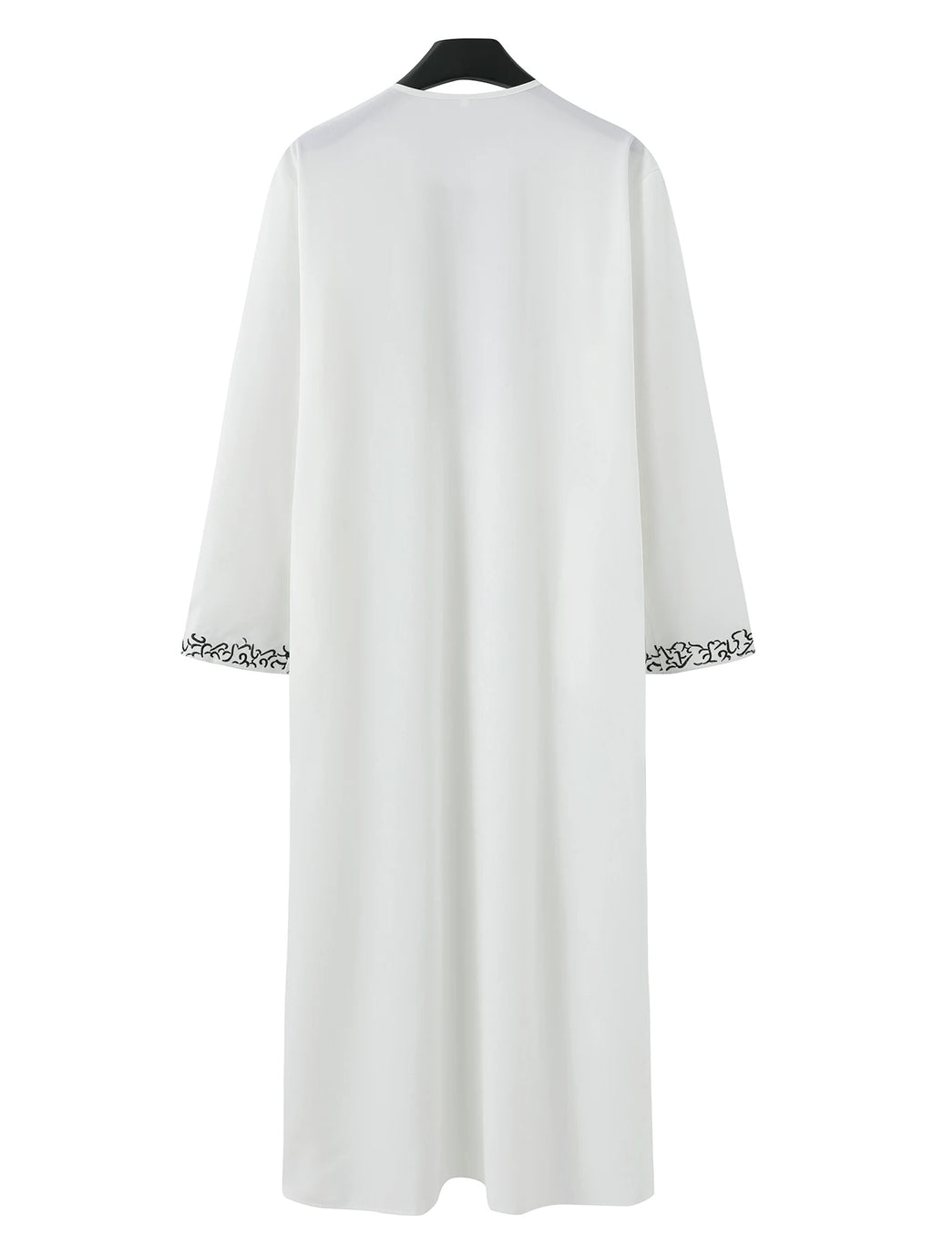 2025 New Men's Luxury White Muslim Moroccan Style Abaya Classic Embroidered Long Sleeve Formal Wear Islamic Arabic Thobe