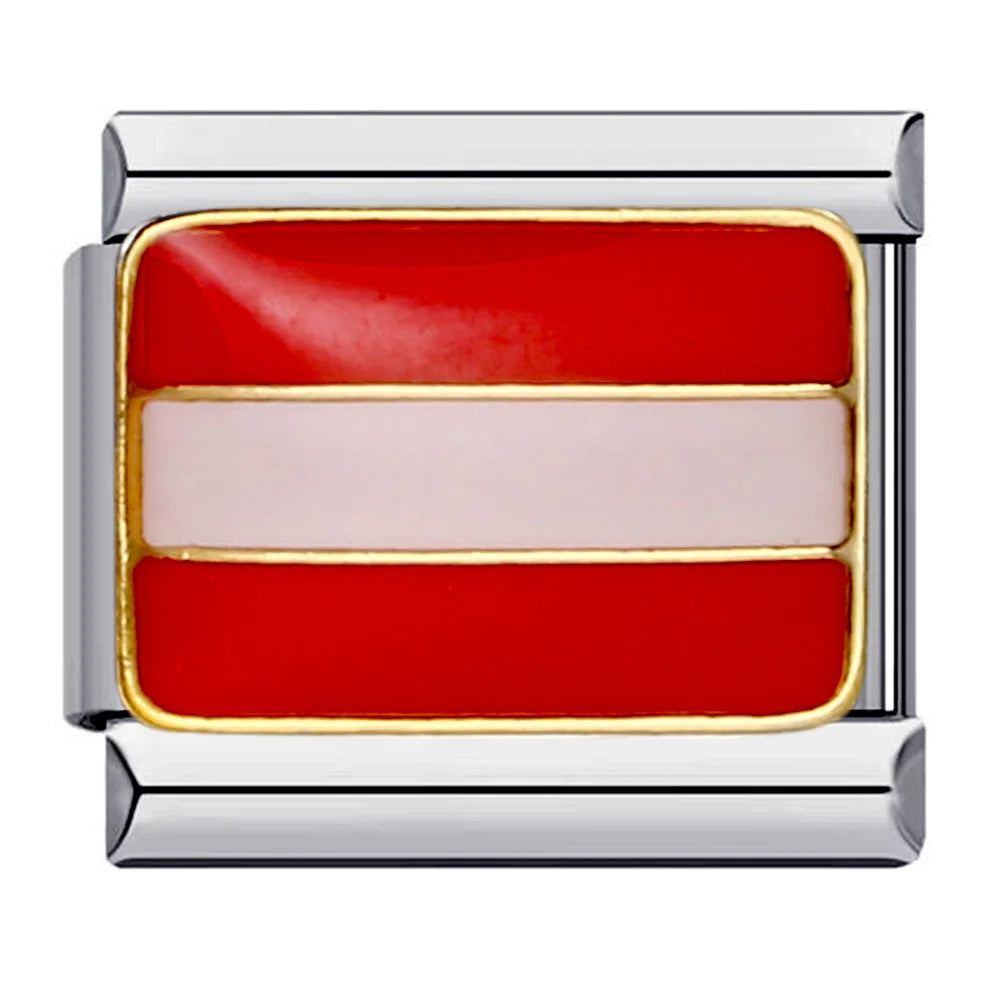 2025 New World National Flag Enamel Italian Charm Bead Fit 9mm Stianless Steel Italian Bracelet Link Hand Chain DIY Jewelry Gift