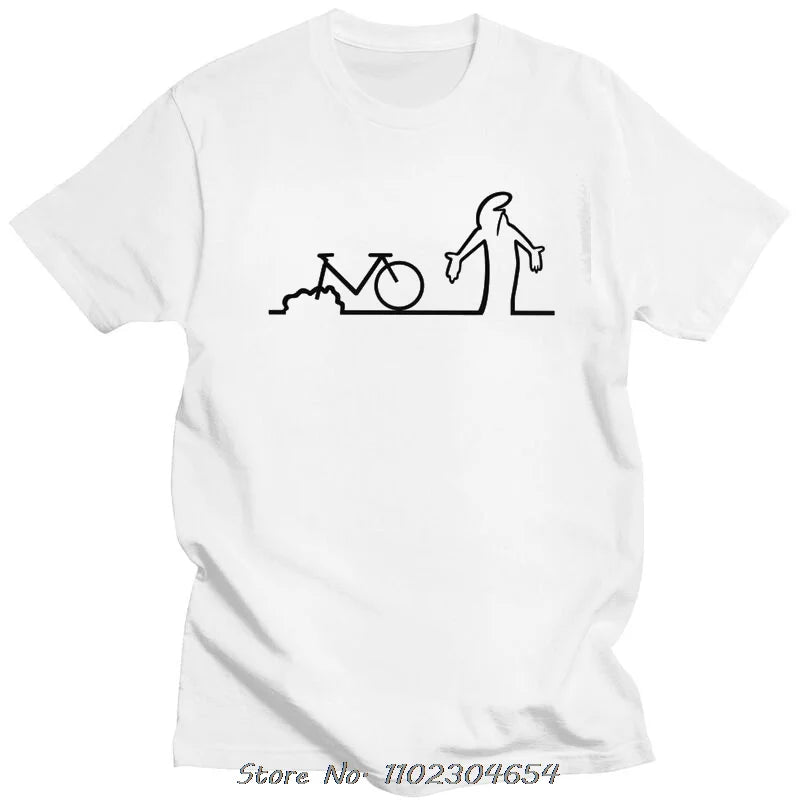 Men Funny La Linea Bike Amazing T Shirt Short Sleeved Cotton Tshirt Unique T-shirt Animation Comedy Tee Top Oversized Streetwear