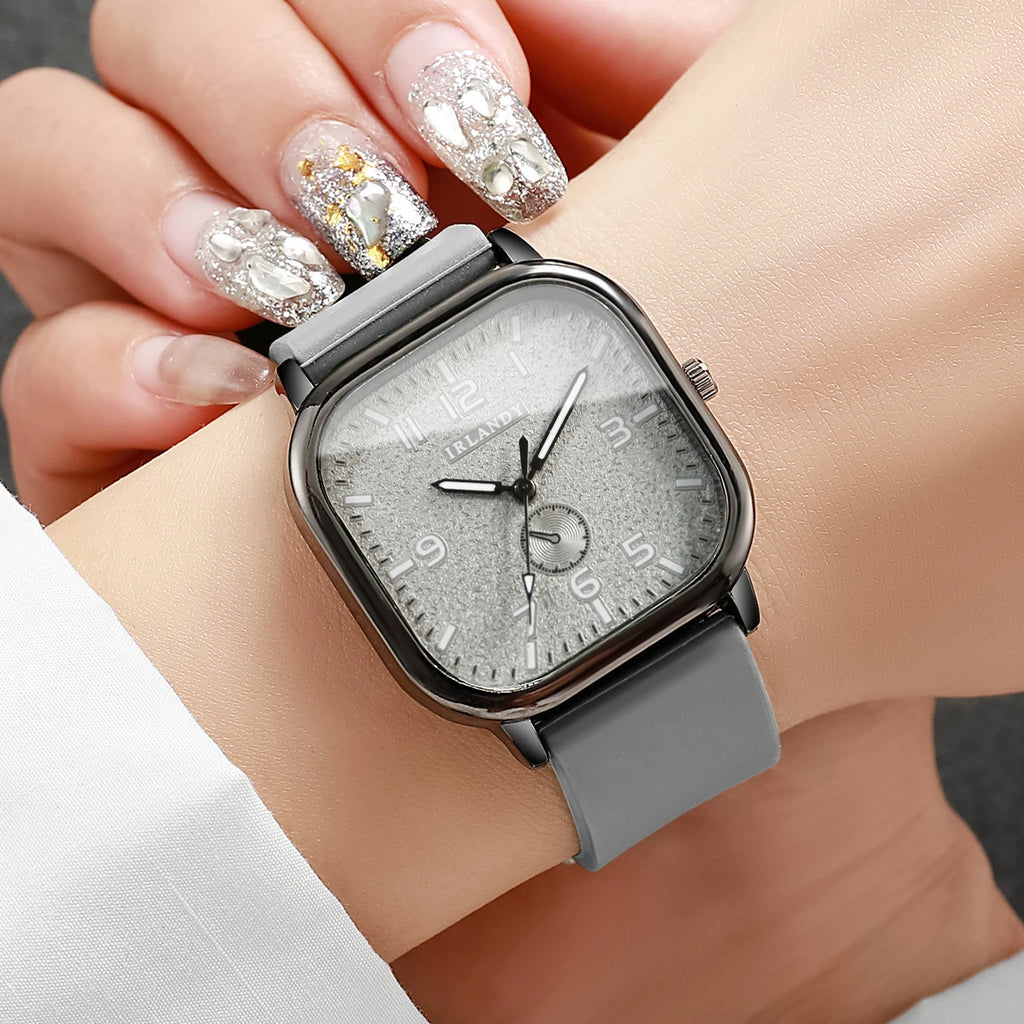 Fashion Square Women's Watch Casual Silicone Strap Quartz Watches Sports Wristwatch For Men Women Students（Without Box）