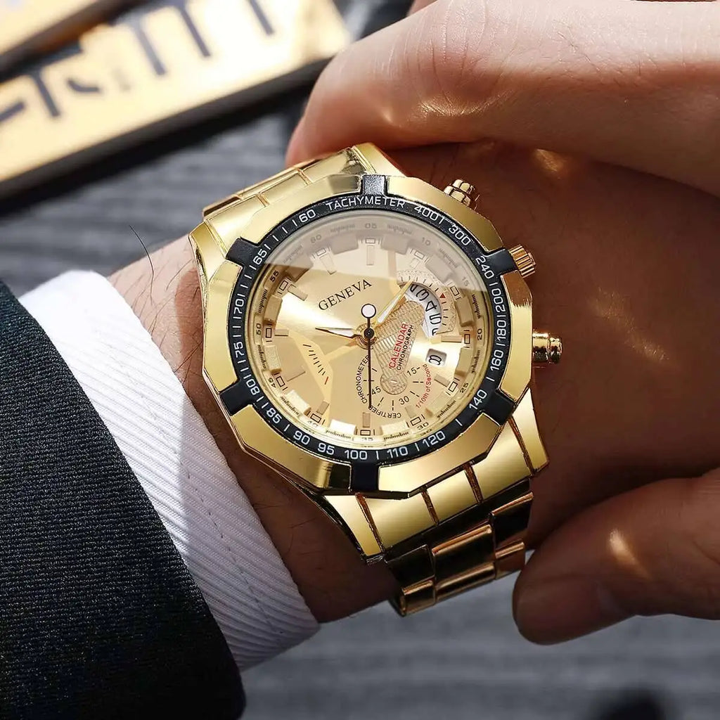 Fashion Men Business Watches Luxury Large Dial Calendar Quartz Watch Mens Clock Reloj Hombre（Without Box）