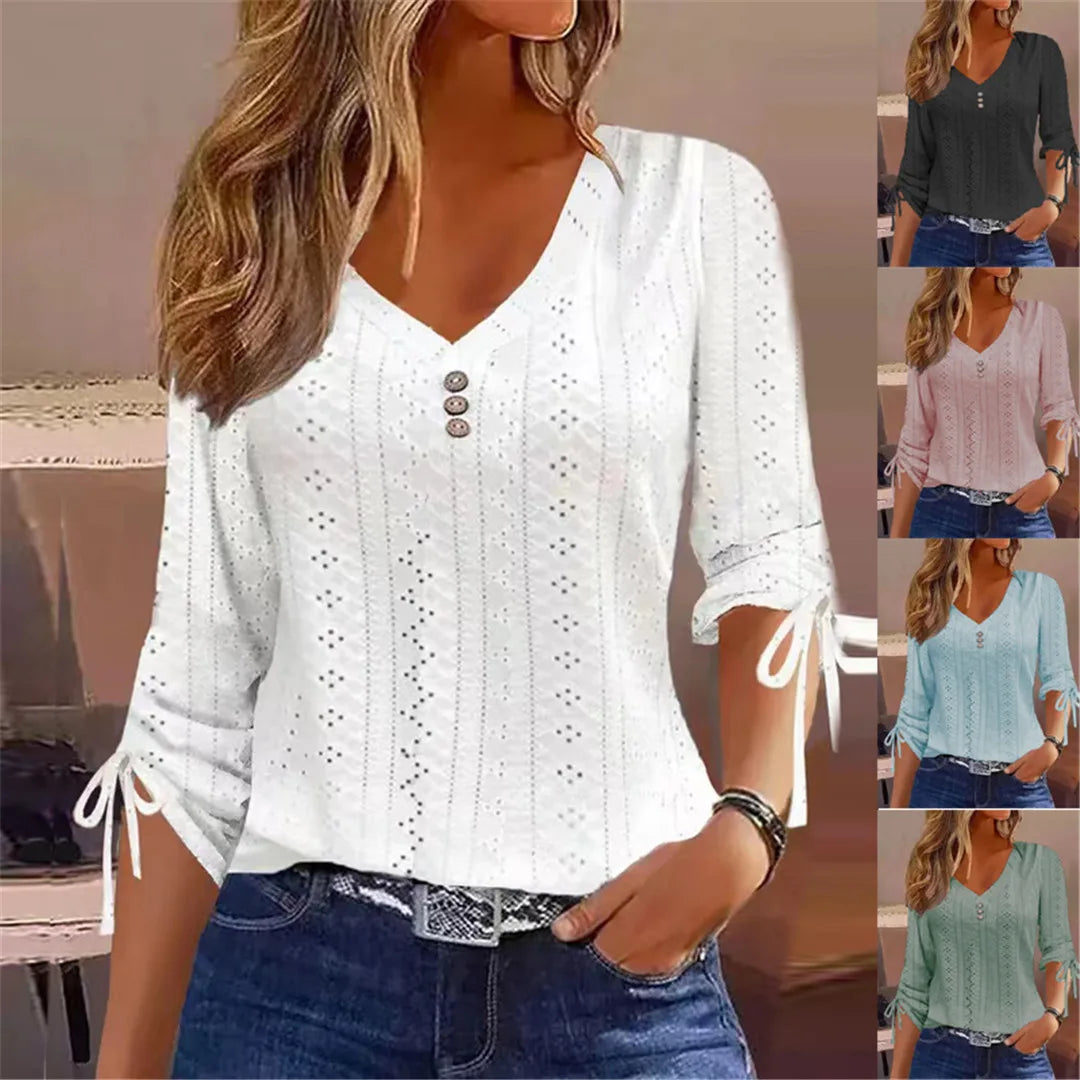 Solid Lace Shirt Tops Women T Shirt Clothing Spring Autumn Basic Korean White Blouse Vintage Female Y2K Clothes Pullover T Shirt