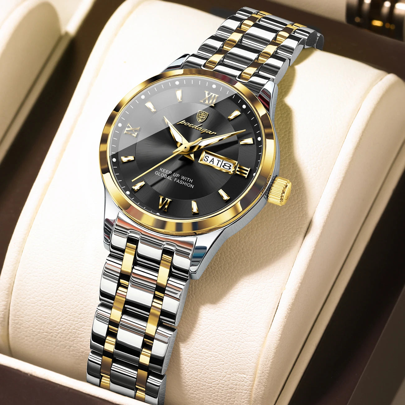 POEDAGAR Luxury Quartz Women Watch Luminous Stainless Steel Waterproof Ladies Wristwatch Week Date Fashion Woman's Watches Reloj