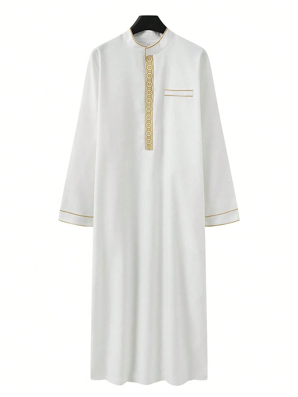 2025 New Men's Luxury White Muslim Moroccan Style Abaya Classic Embroidered Long Sleeve Formal Wear Islamic Arabic Thobe