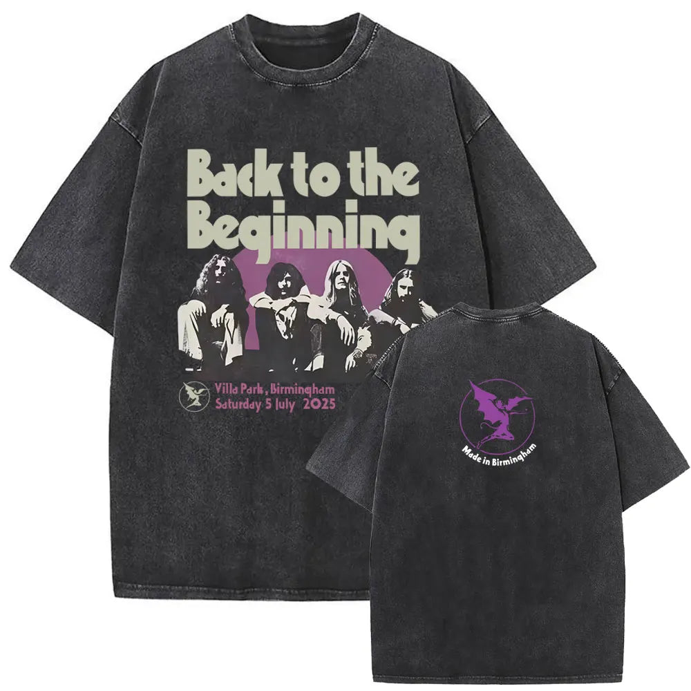 Short Sleeved Round Neck Y2k Tshirt Men Clothing New in Top & Tees Mens T-Shirt Heavy Metal Rock Band Black Sabbath Tour Washed
