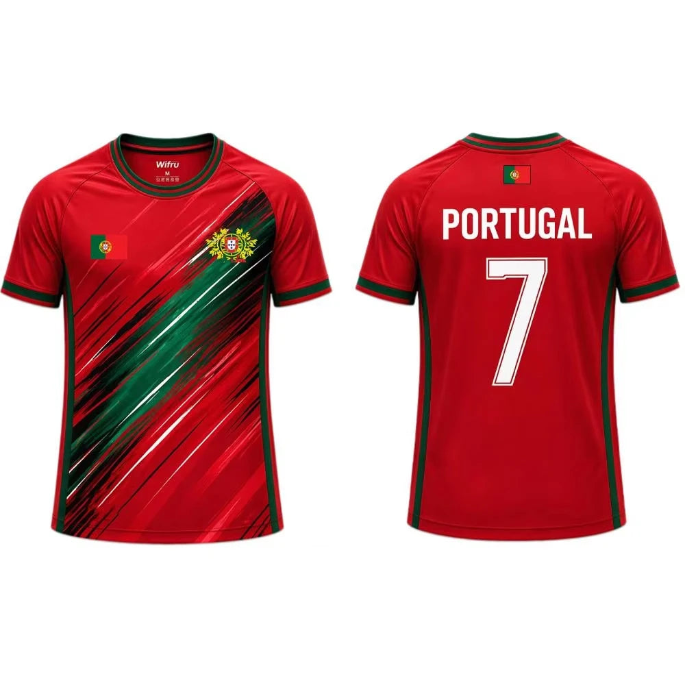 New Portugal Flag Football Jersey Outdoor Sports Training Breathable Soccer Short Sleeve T-shirt Men's And Women's Casual Top