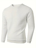 Autumn Men's Crew Neck Pullover Solid Color Casual Jacquard Check Sweatshirt Long Sleeve Warm Slim Sweaters Knitted Streetwear