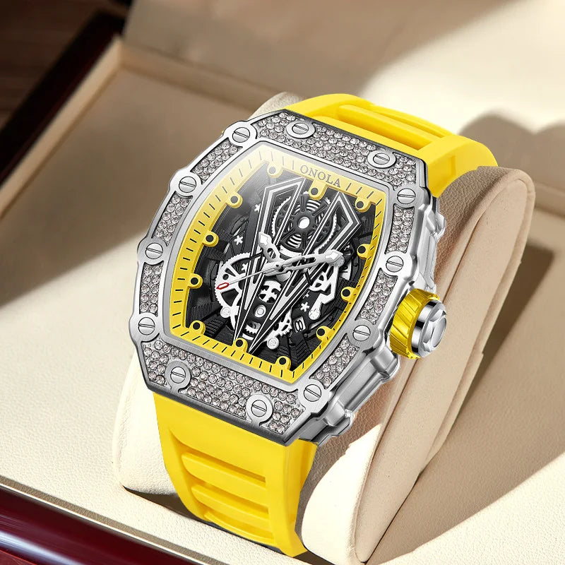New Diamond Fashion Men Watch ONOLA  Top Luxury Man Watches Quartz Sports Waterproof Men's Wristwatch Clock Relogio Masculino