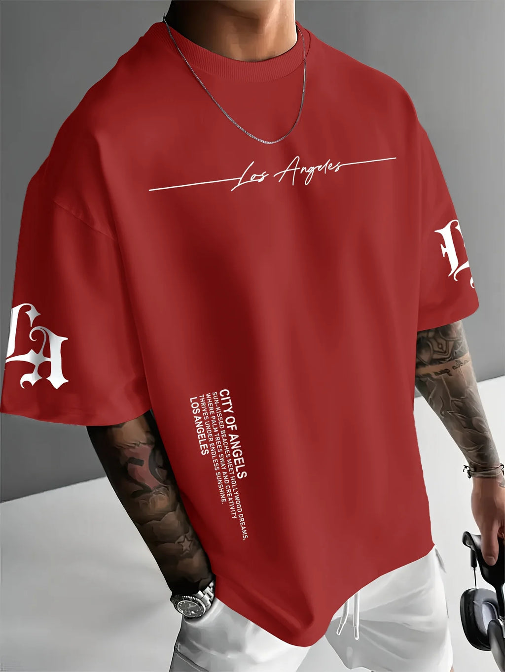 2026 Summer Men's T-shirt with Letter Print Breathable Lightweight Casual Fashionable Outdoor Men's T-shirt