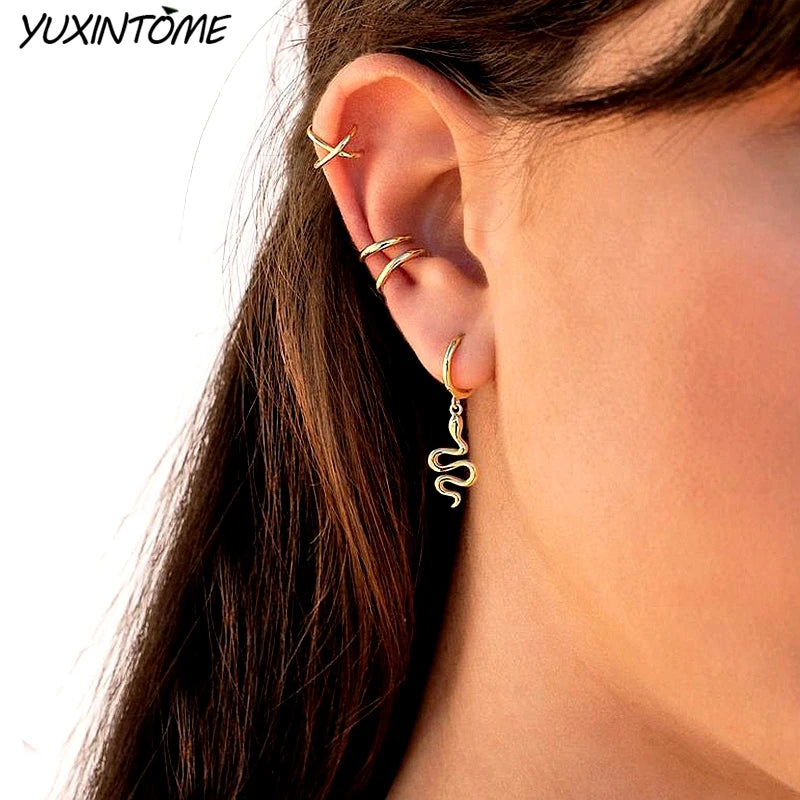 925 Sterling Silver Needle Premium Snake 18K Gold Earrings Vintage Hoop Earrings for Women Fashion Accessories Luxury Jewelry