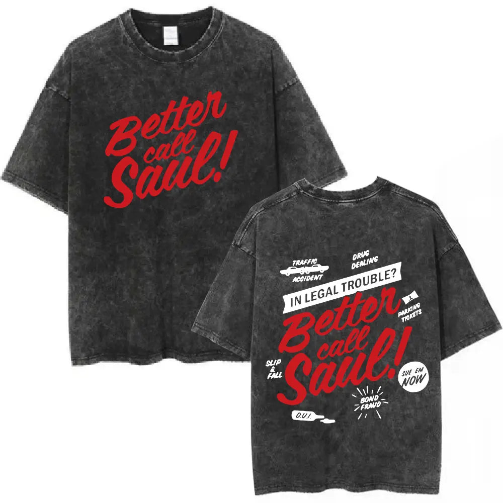 Heisenberg Breaking Bad Vintage Washed T Shirt Better Call Saul Graphic Print T-shirts Men's Pure Cotton Short Sleeves Tee Shirt