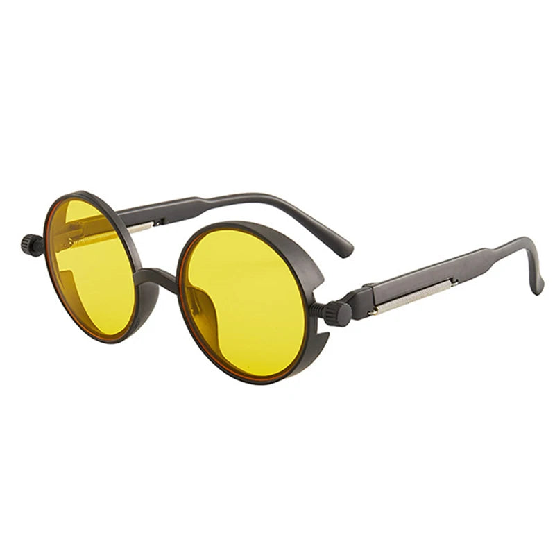 New Steampunk Sunglasses for Men Women Vintage Trendy Round Metal Frame Polarized Sun Glasses Outdoor Driving Riding Accessories