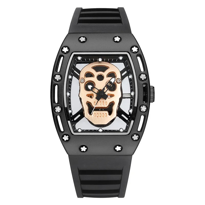 Unique Skull Watches for Men Fashion Hollow Design Quartz Mens Watches Y2k Black Gothic Punk Casual Sport Wristwatch Waterproof