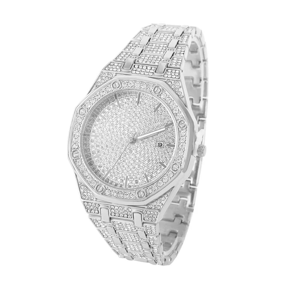 Iced Out Watch for Men Gold Watch for Men Hip Hop Fashion Cool Bling Bling Gold Diamond Luxury Mens Watch Dropshipping Relogio