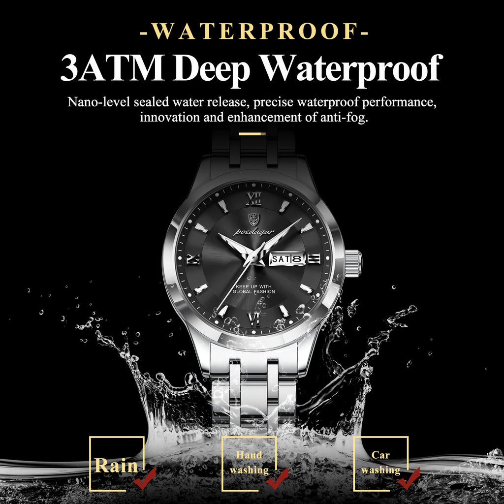 POEDAGAR Luxury Quartz Women Watch Luminous Stainless Steel Waterproof Ladies Wristwatch Week Date Fashion Woman's Watches Reloj