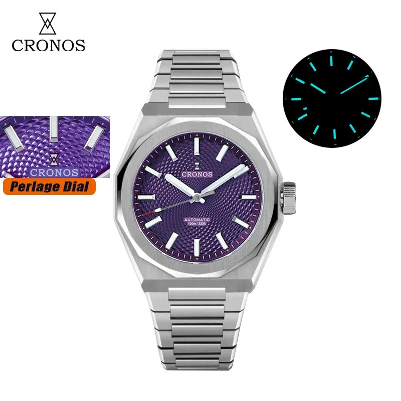 Cronos L6028 V3 39mm Diver Watch Rhombus Perlage Dial Miyota 90S5 See-through Caseback Automatic Movement Mechanical Men Watches