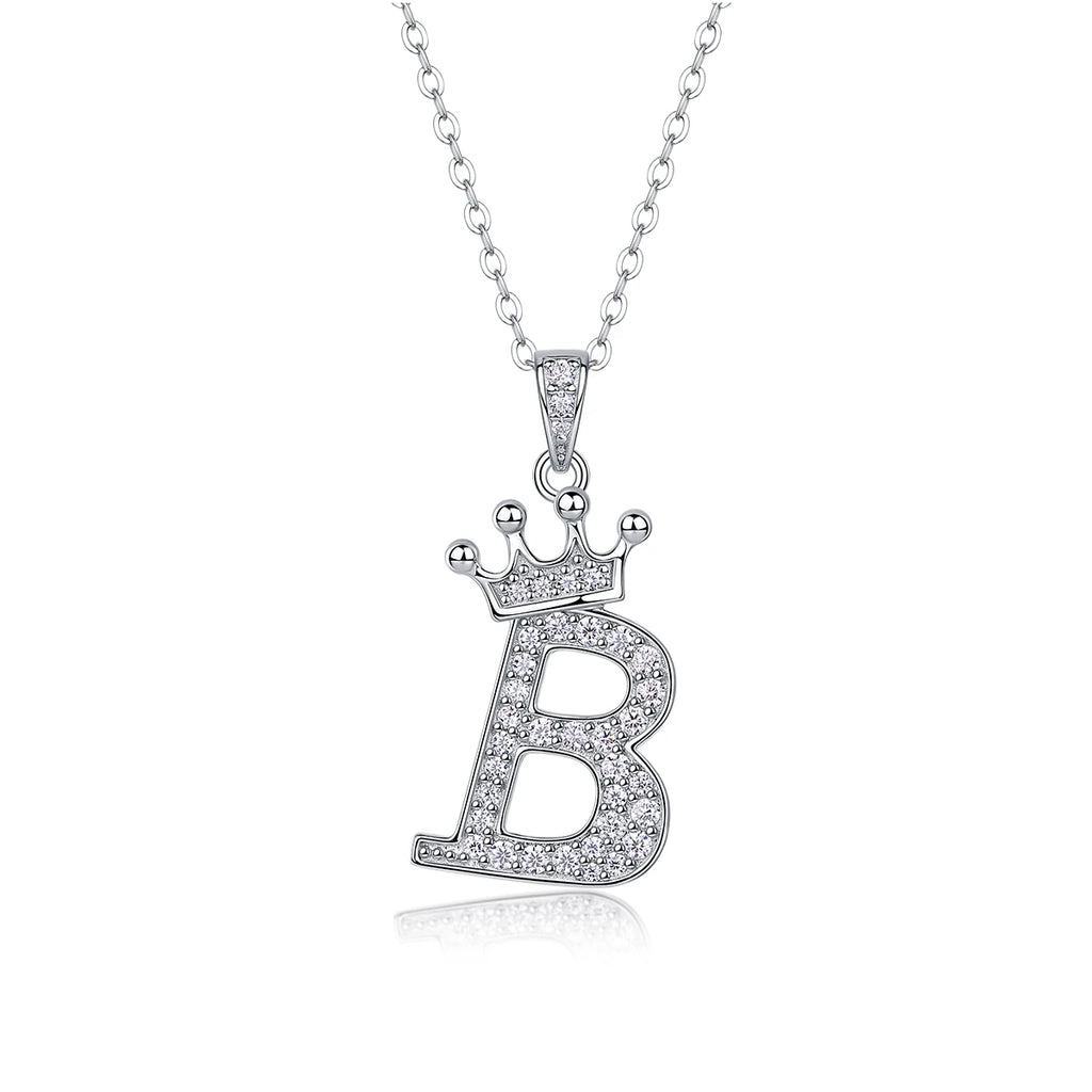 925 Silver Initial Necklace Sparkling Full Moissanite Diamond Pendant Charm Necklaces for Women Letter Name Choker Jewelry Gift