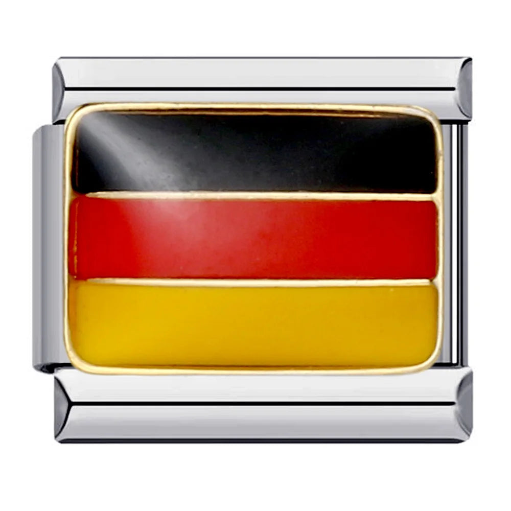 2025 New World National Flag Enamel Italian Charm Bead Fit 9mm Stianless Steel Italian Bracelet Link Hand Chain DIY Jewelry Gift