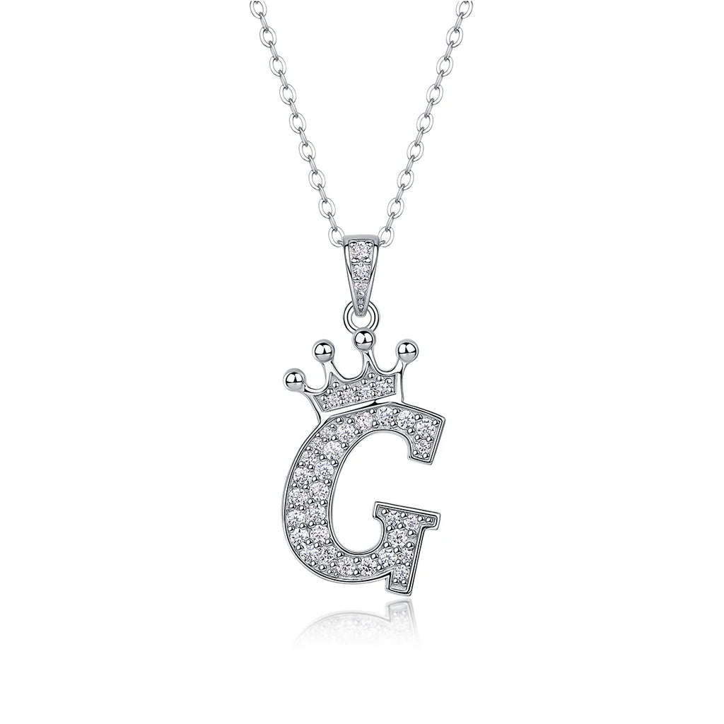 925 Silver Initial Necklace Sparkling Full Moissanite Diamond Pendant Charm Necklaces for Women Letter Name Choker Jewelry Gift