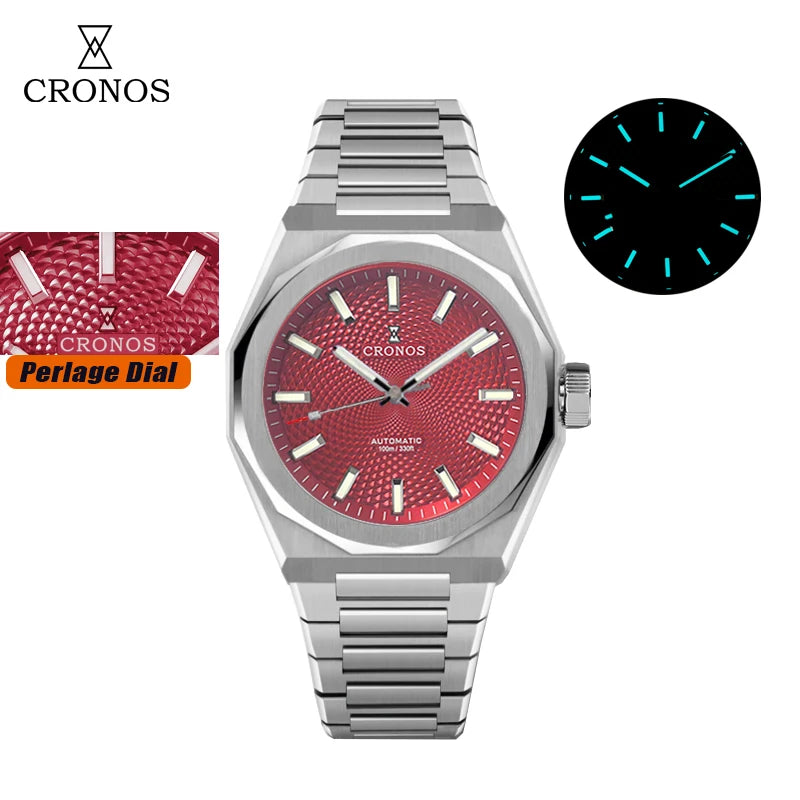 Cronos L6028 V3 39mm Diver Watch Rhombus Perlage Dial Miyota 90S5 See-through Caseback Automatic Movement Mechanical Men Watches