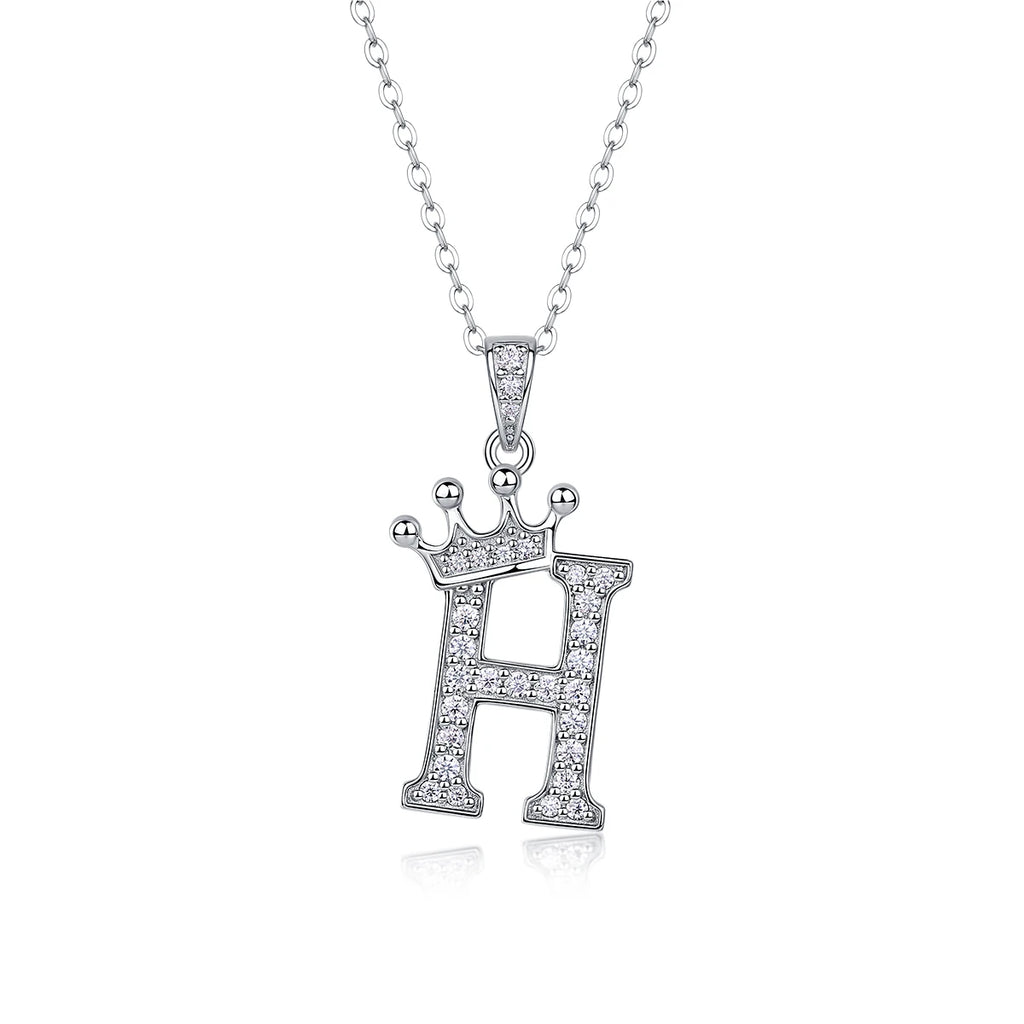 925 Silver Initial Necklace Sparkling Full Moissanite Diamond Pendant Charm Necklaces for Women Letter Name Choker Jewelry Gift
