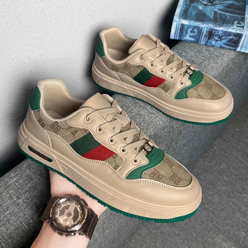 Couple Shoes Spring and Summer 2024 Luxury Appearance Design Men's Tide Shoes Leather Sports Casual Breathable Board Shoes