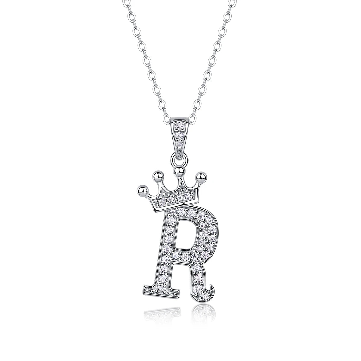 925 Silver Initial Necklace Sparkling Full Moissanite Diamond Pendant Charm Necklaces for Women Letter Name Choker Jewelry Gift