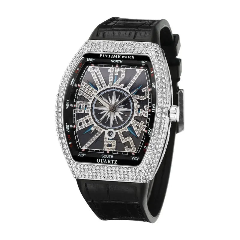 Fashion Mens Watches Men Wristwatches Automatic Quartz Man Clock Male Luxury Reloj Diamond Big Large Arabic Numeral Dial Watch