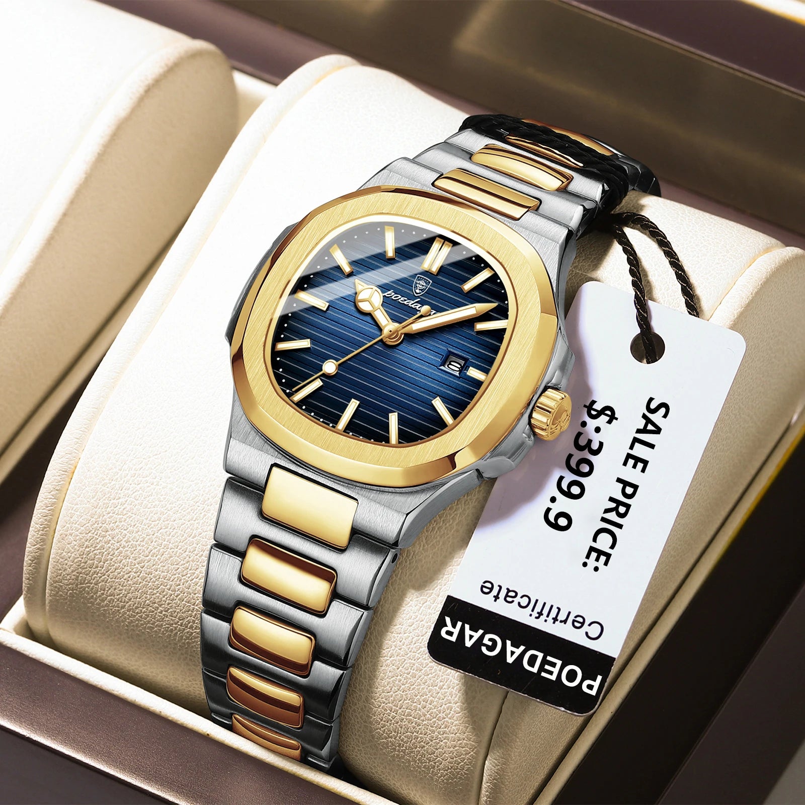 POEDAGAR Square Luxury Watch For Woman Waterproof Luminous Date Ladies Wristwatch Stainless Steel Fashion Quartz Women's Watches