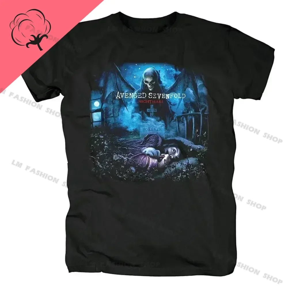 Avenged Sevenfold Metal Rock Graphic Print Short Sleeve 100%Cotton Tees Hip Hop Fashion Shirts Plus Size T Shirt for Men Tops