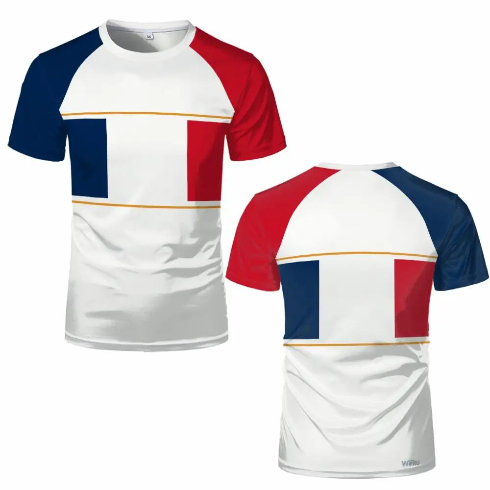France Flag 3D Print T-shirt Summer Outdoor Sports Casual Breathable Quick-drying Tops Men Women Fashion O-Neck Football Jersey