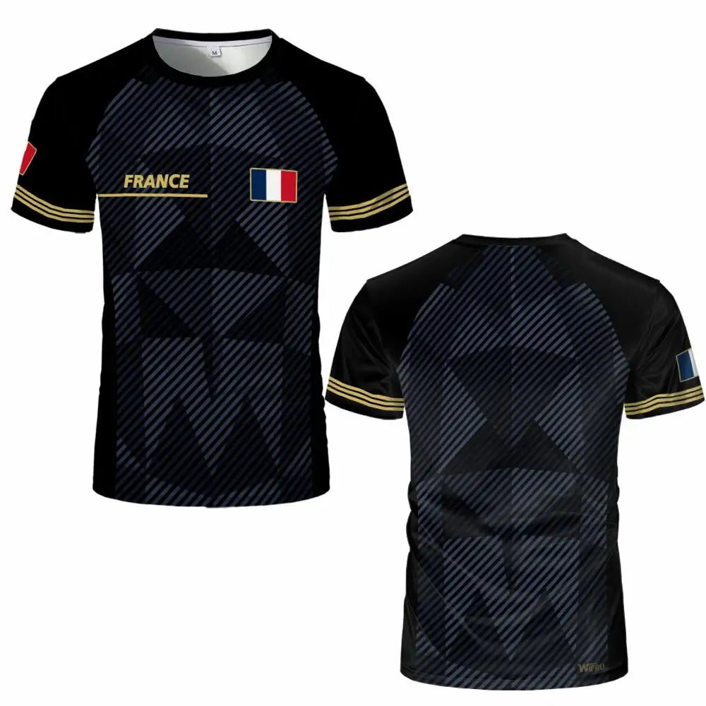France Flag 3D Print T-shirt Summer Outdoor Sports Casual Breathable Quick-drying Tops Men Women Fashion O-Neck Football Jersey