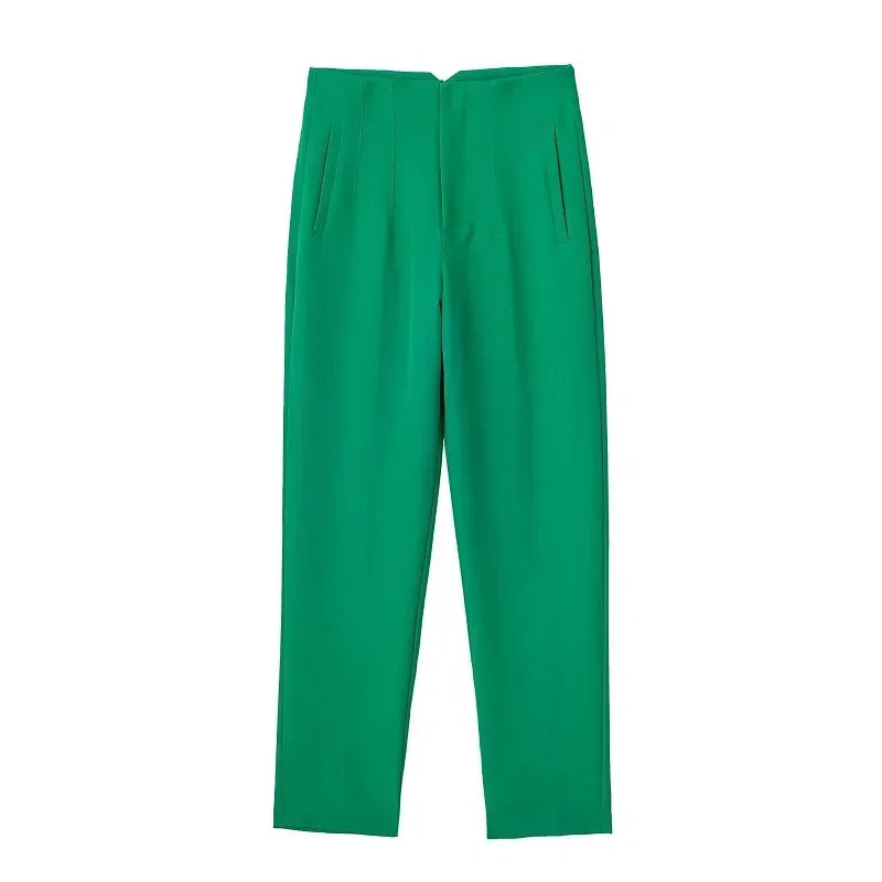 HXAO Fashion Office Wear High waist Pants for Women Formal Pants Office outfits Pencil Trousers Black Pink White Ladies Pants