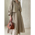 REALEFT Summer 2 Pieces Women's Dress Suits Turn-down Short Jacket and Solid Casual Tank Dress Sets Outfits 2024 New Spring