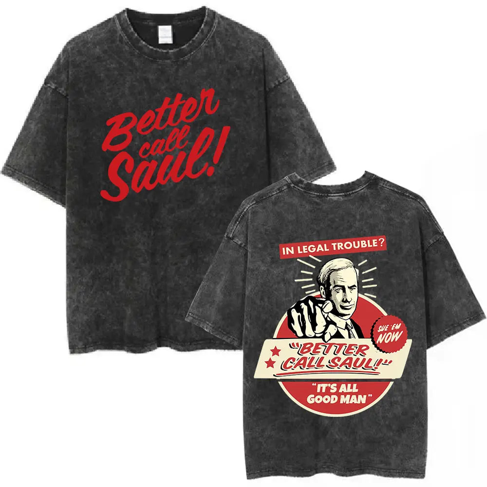 Heisenberg Breaking Bad Vintage Washed T Shirt Better Call Saul Graphic Print T-shirts Men's Pure Cotton Short Sleeves Tee Shirt