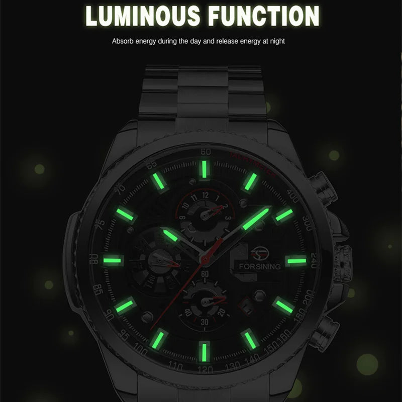 2026 Sport Waterproof Big Dial Mechanical Watches Luxury Stainless Steel Watch For Men Multifunctional Automatic Date Wristwatch