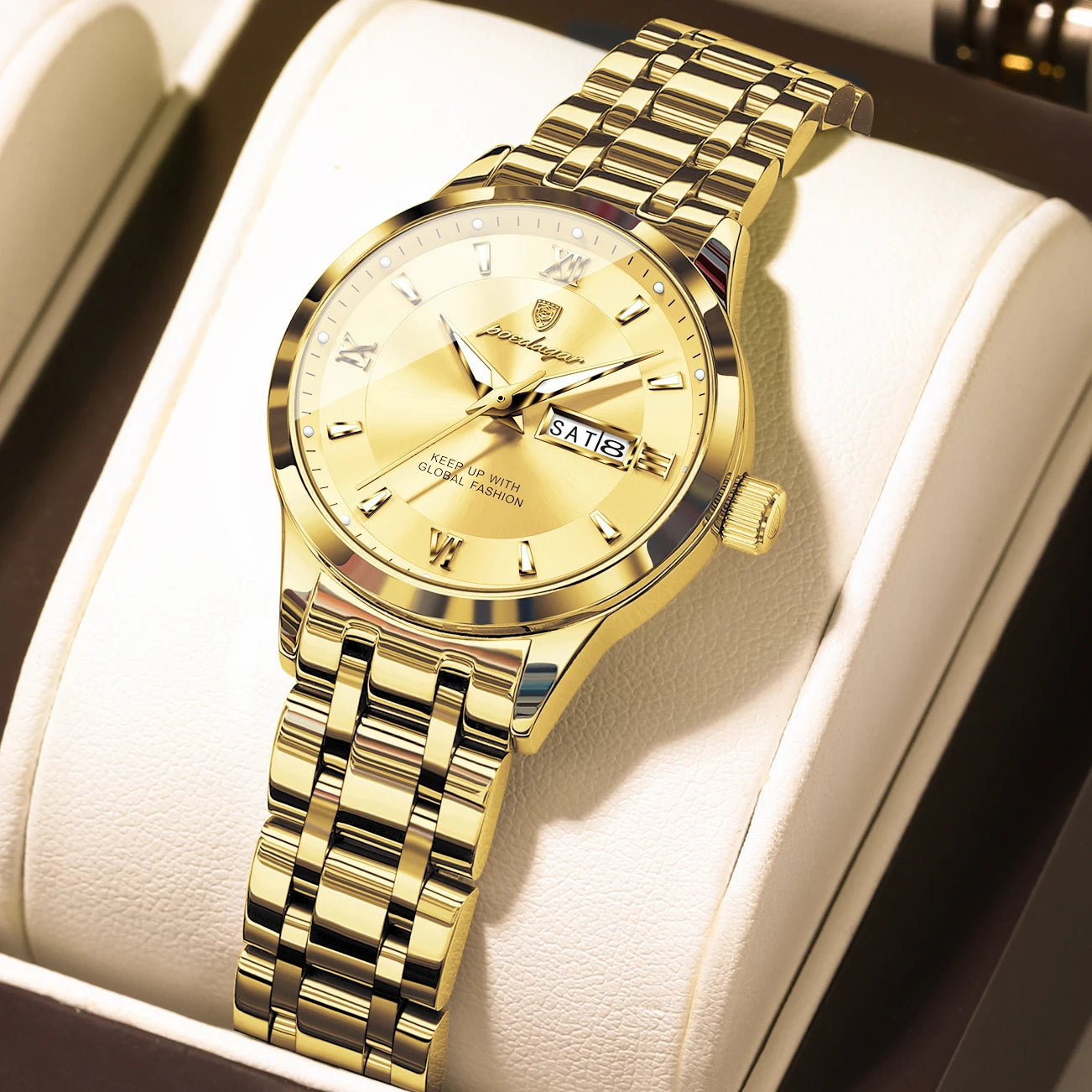 POEDAGAR Luxury Quartz Women Watch Luminous Stainless Steel Waterproof Ladies Wristwatch Week Date Fashion Woman's Watches Reloj