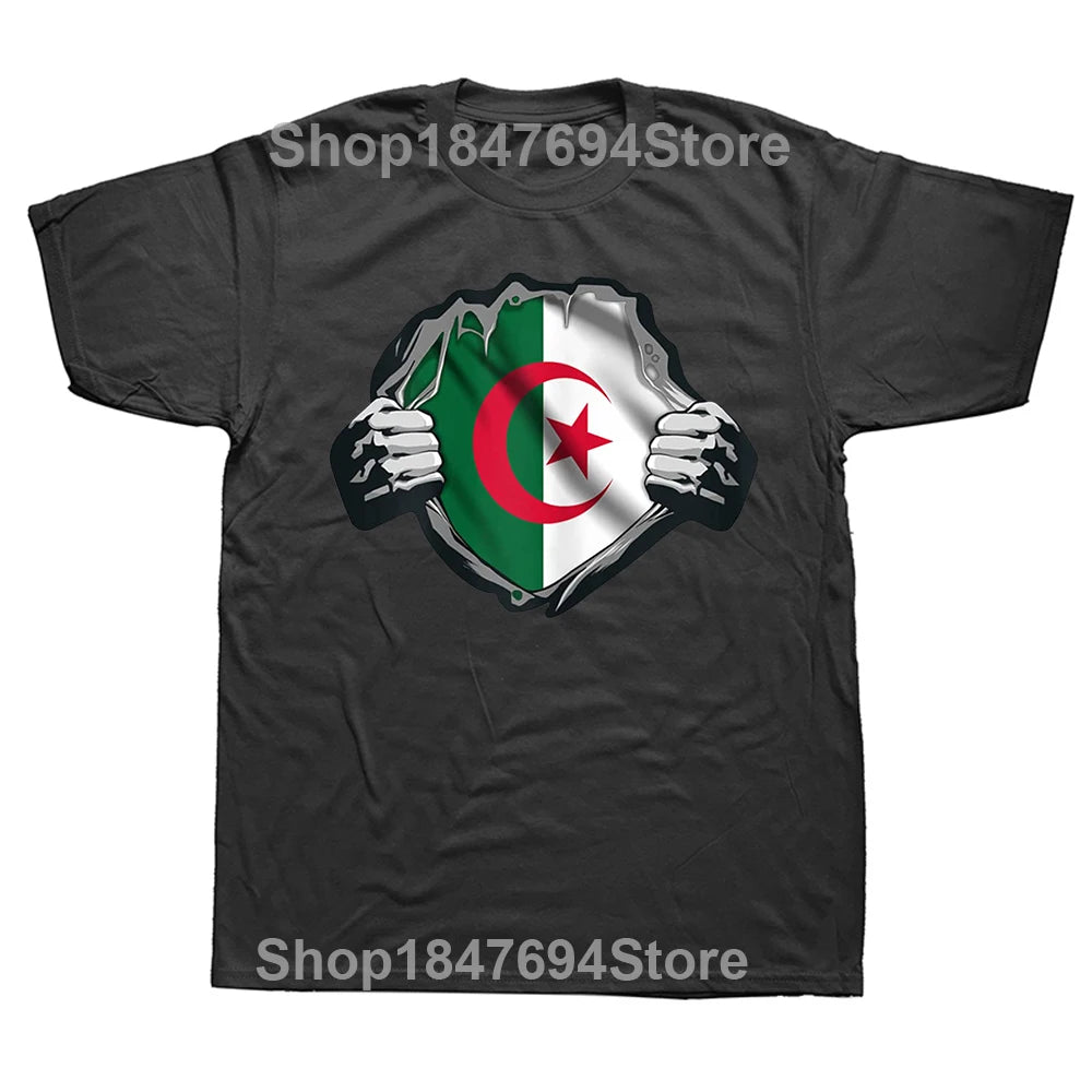 Funny Algeria Algerian Girl Woman Flag T Shirts Summer Style Graphic Cotton Streetwear Short Sleeve Birthday Gifts T-shirt Men