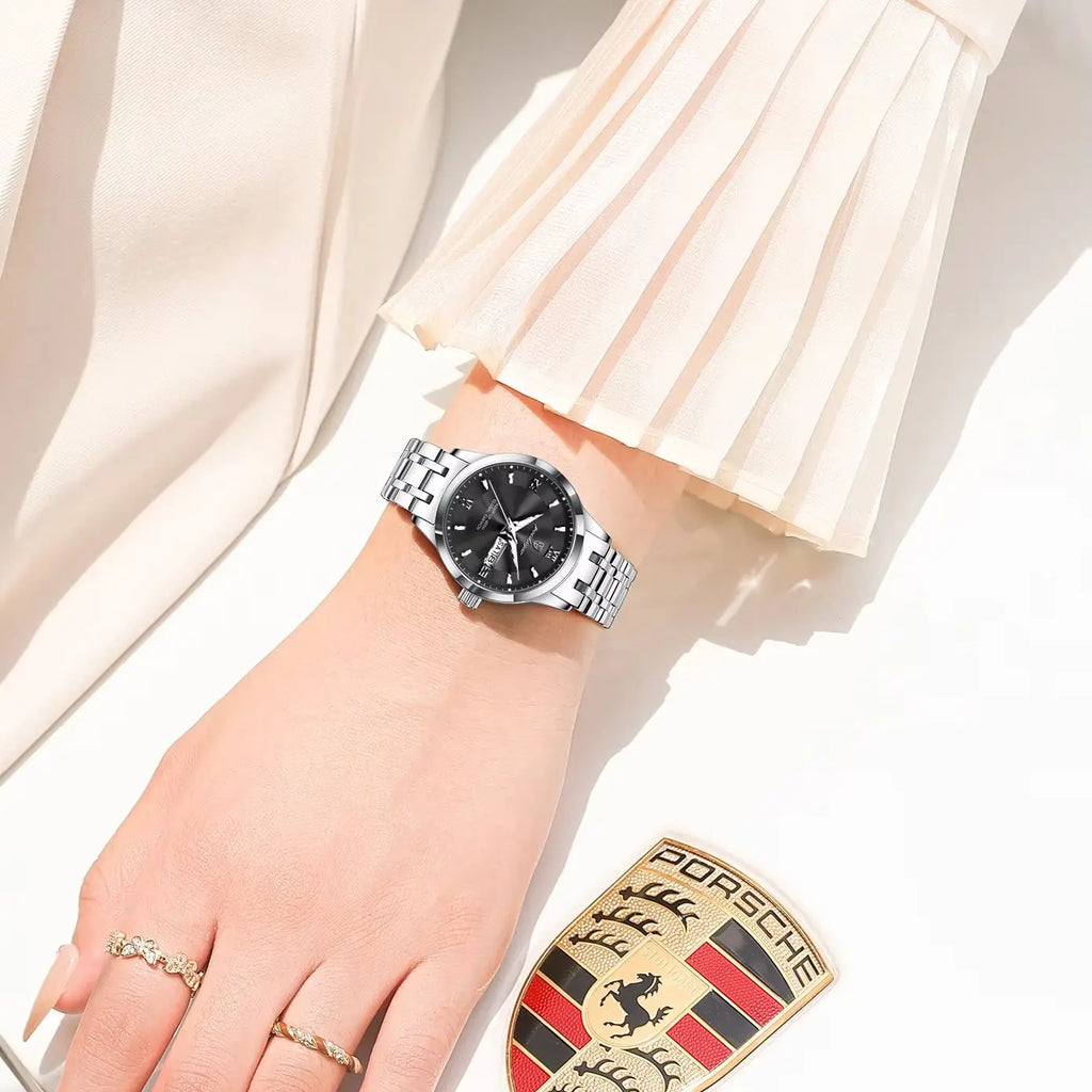 POEDAGAR Luxury Quartz Women Watch Luminous Stainless Steel Waterproof Ladies Wristwatch Week Date Fashion Woman's Watches Reloj