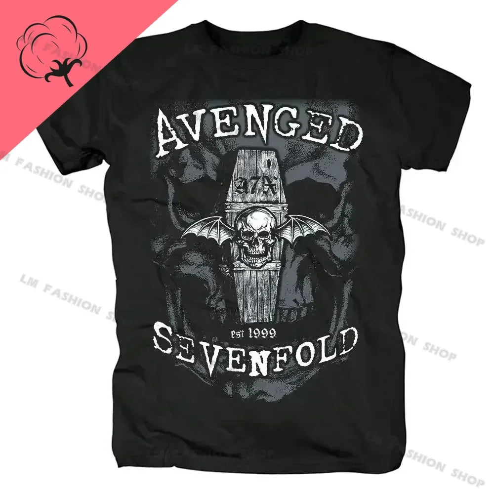 Avenged Sevenfold Metal Rock Graphic Print Short Sleeve 100%Cotton Tees Hip Hop Fashion Shirts Plus Size T Shirt for Men Tops