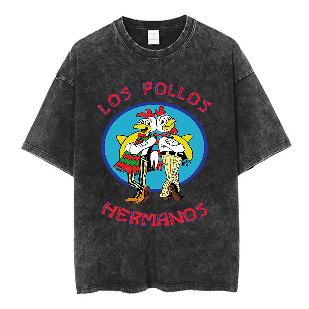 Heisenberg Breaking Bad Vintage Washed T Shirt Better Call Saul Graphic Print T-shirts Men's Pure Cotton Short Sleeves Tee Shirt