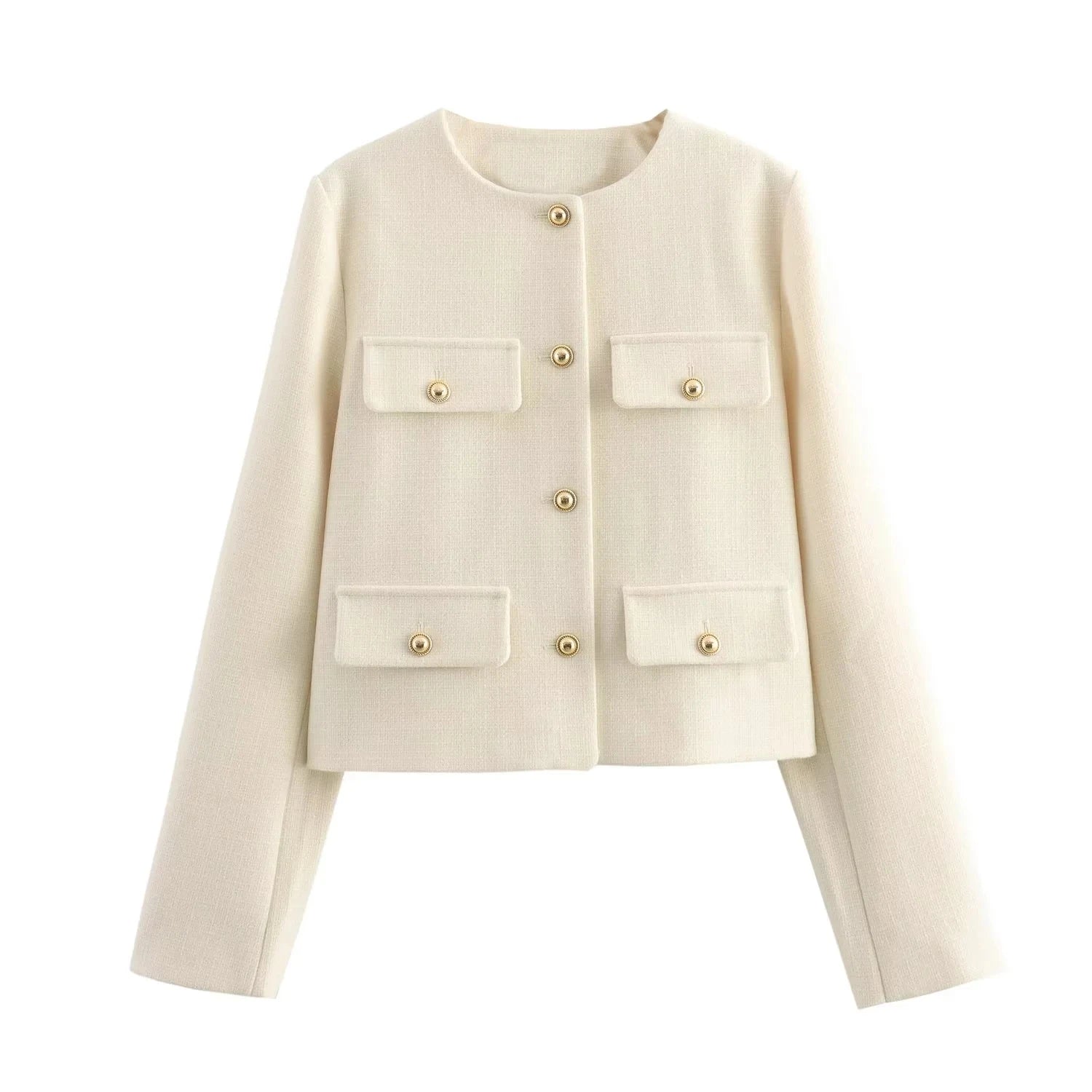 HXAO Woman Outerwears Autumn Long Sleeve Cropped Jacket For Women Winter Button Demi-Season Short Coats Elegant Women's Coat