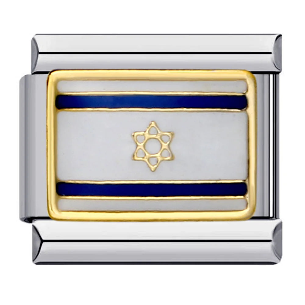 2025 New World National Flag Enamel Italian Charm Bead Fit 9mm Stianless Steel Italian Bracelet Link Hand Chain DIY Jewelry Gift