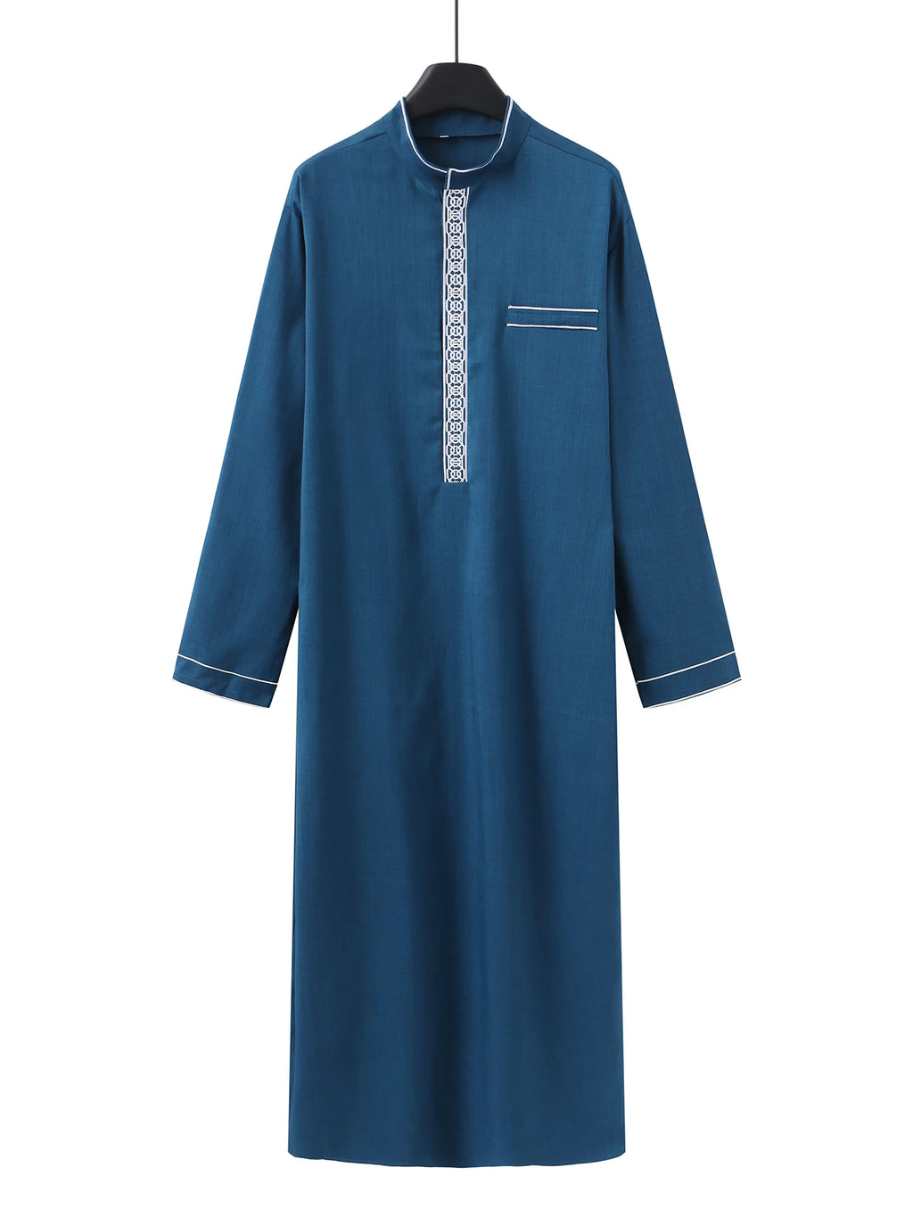 2025 New Men's Luxury White Muslim Moroccan Style Abaya Classic Embroidered Long Sleeve Formal Wear Islamic Arabic Thobe