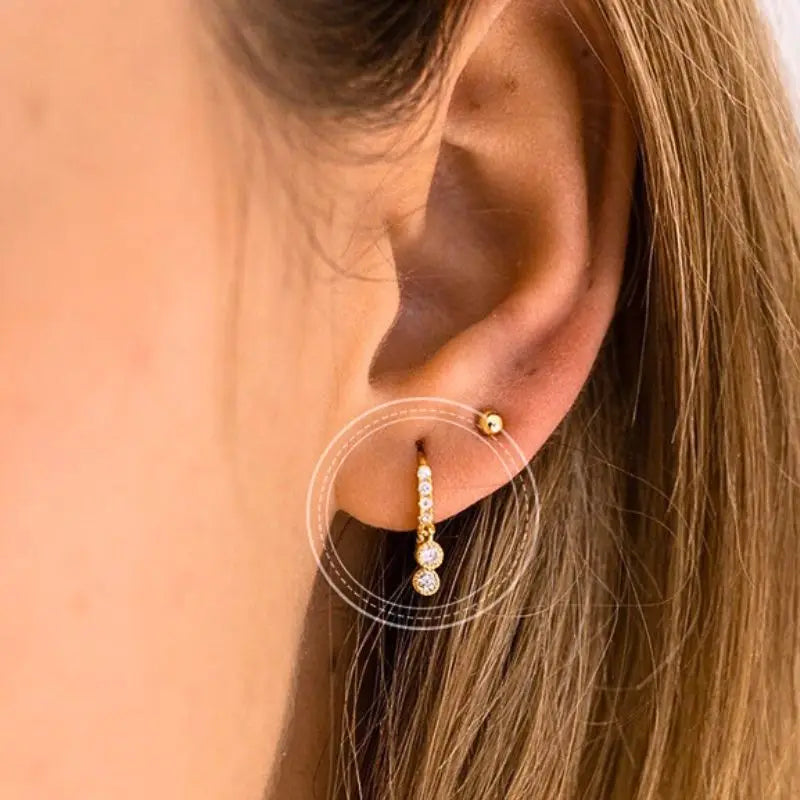 925 Sterling Silver Needle Shiny Round Zircon Pendant Hoop Earrings Exquisite Long Chain Stud Earrings Women's Fashion Jewelry