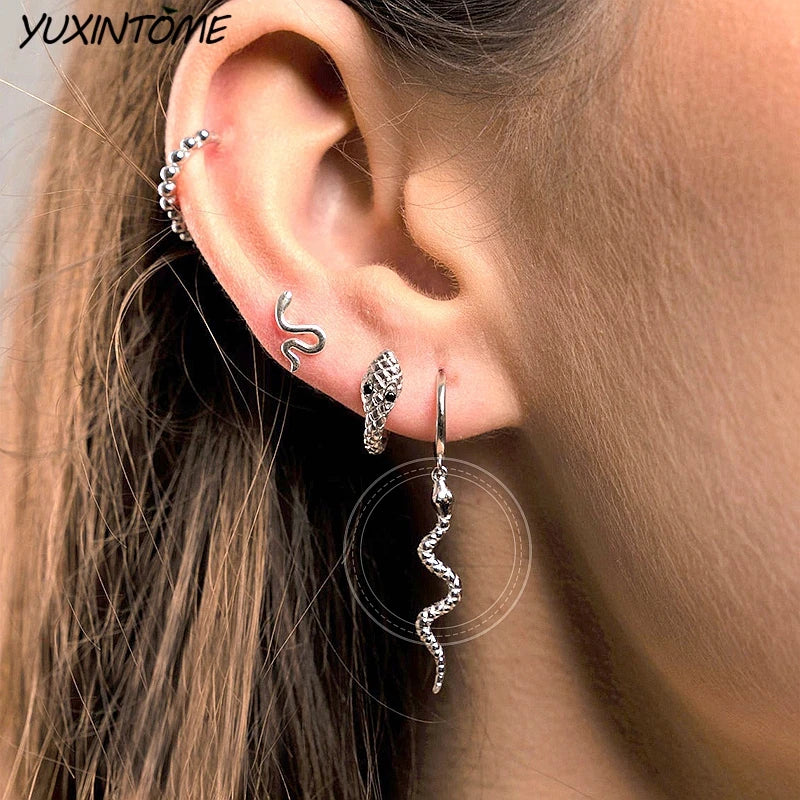 925 Sterling Silver Needle Premium Snake 18K Gold Earrings Vintage Hoop Earrings for Women Fashion Accessories Luxury Jewelry