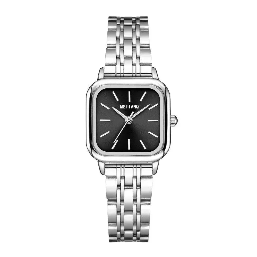 Stainless Steel Watch Women's Ins Style Simple Student Quartz Watch Casual Fashion Versatile Luxury Small Square Wristwatch